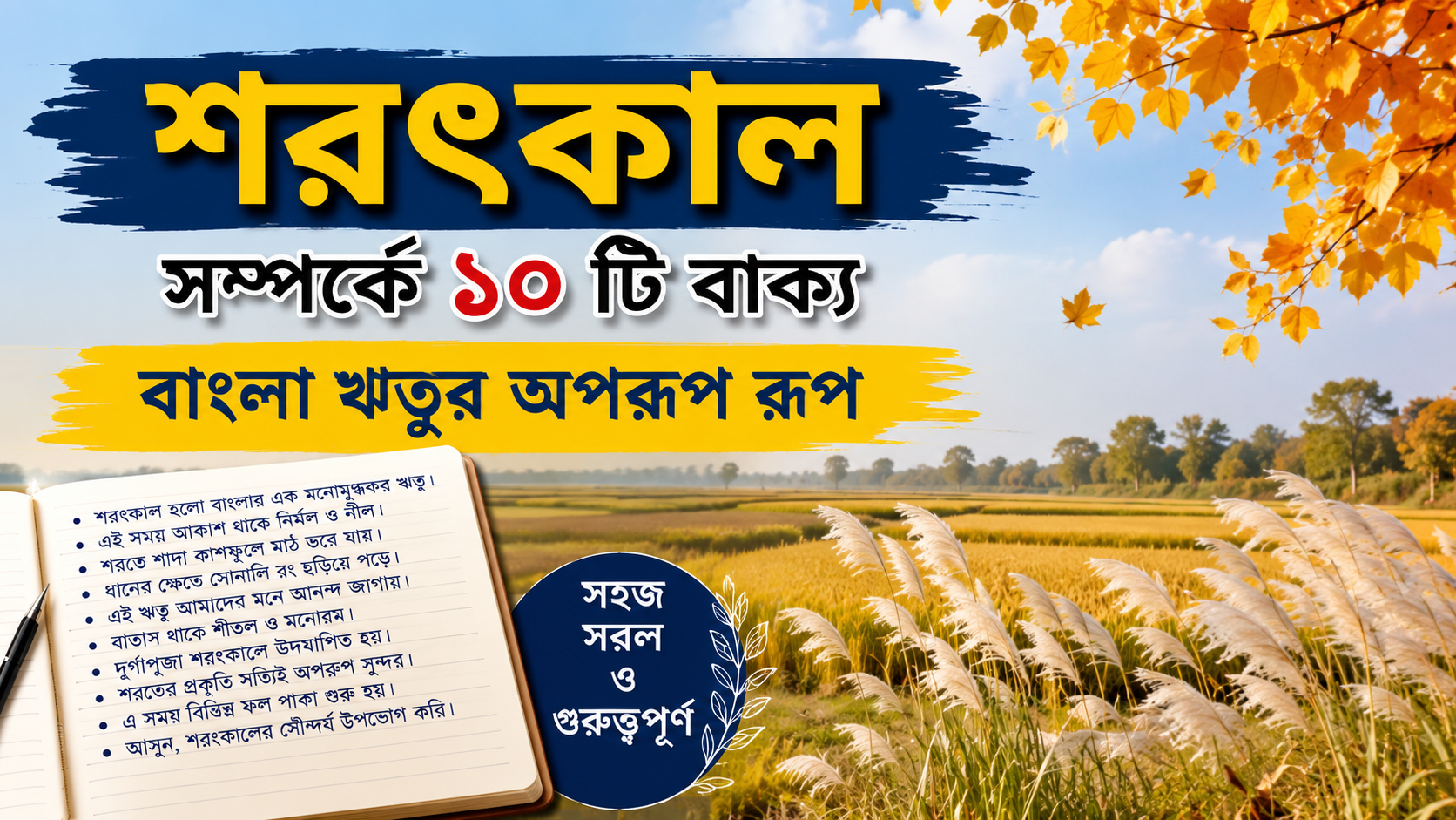 শরৎকাল সম্পর্কে ১০ টি বাক্য